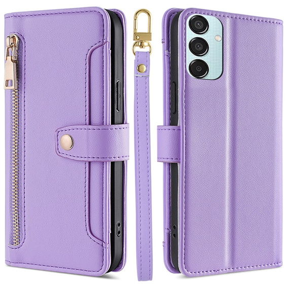 Etui z klapką do Samsung Galaxy M15 5G, Wallet Zipper Pocket, fioletowe