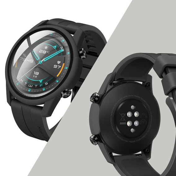2w1 Etui + Szkło Hartowane do Huawei Watch GT 2 46mm, Czarne