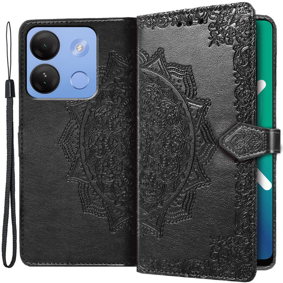 Etui z klapką do Infinix Smart 7 HD 4G, Mandala, czarne