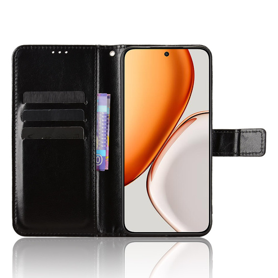 Etui z klapką do Honor Magic 8 Lite, Crazy Horse Wallet, czarne