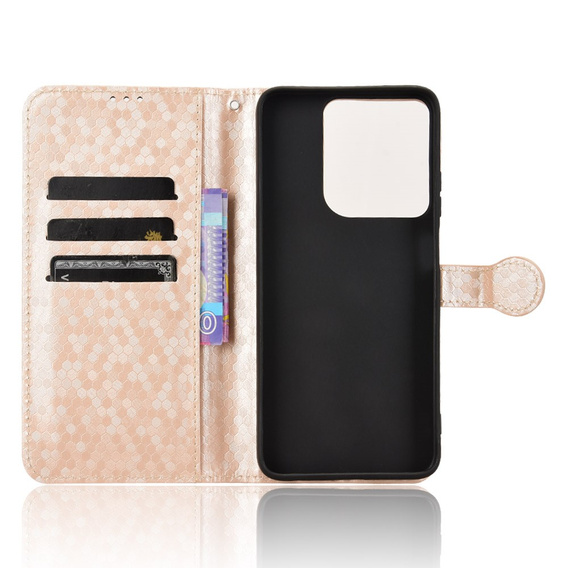 Etui z klapką do Motorola Moto G86 5G, Wallet Rhombus, złote