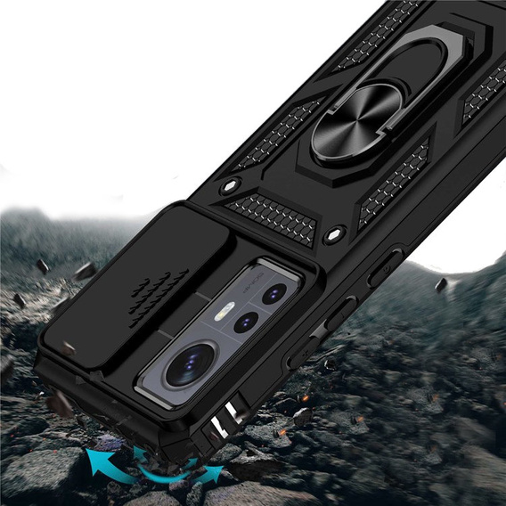 Etui pancerne do Xiaomi 12 / 12X, CamShield Slide, czarne