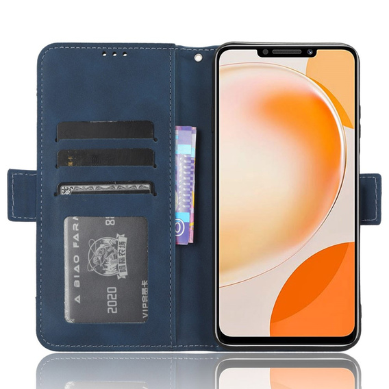 Etui z klapką do Huawei Nova Y91 4G, Card Slot, granatowe