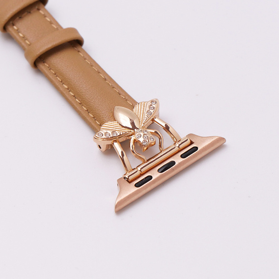 Pasek Skórzany do Apple Watch 1/2/3/4/5/6/7/8/9/10/11/SE Ultra 1/2/3 42/44/45/46/49mm, Beżowy