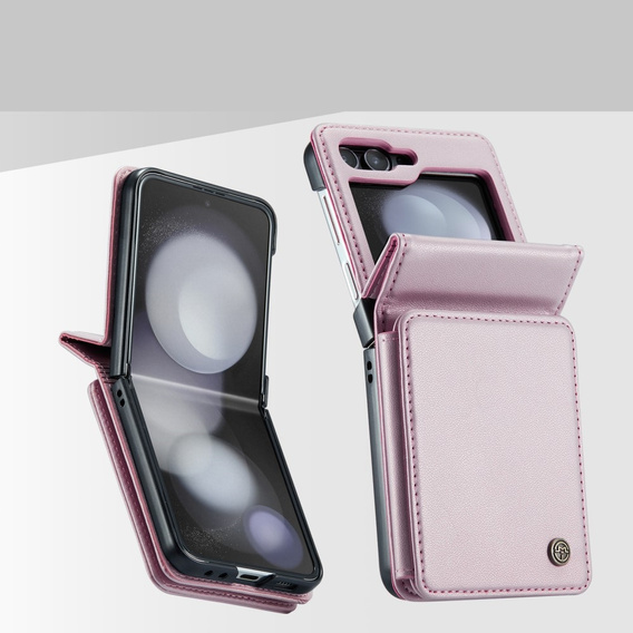 Etui z klapką CASEME do Samsung Galaxy Z Flip5 5G, Litchi Wallet, różowe