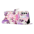Etui z klapką do Samsung Galaxy A25 5G, Wallet, marble & flowers, różowe + szkło 9H