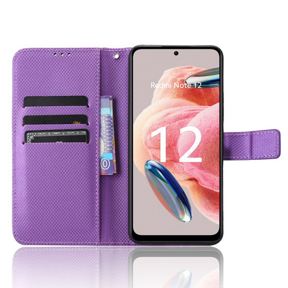 Etui z klapką do Xiaomi Redmi Note 12 4G, Wallet Smart Magnet, fioletowe