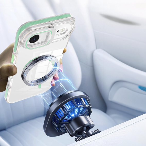 Etui do iPhone Air, do MagSafe, z podstawką, przezroczyste z zielonymi akcentami