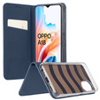 Etui z klapką do Oppo A18 4G / A38 4G, Smart Magnetic, granatowe + szkło 9H