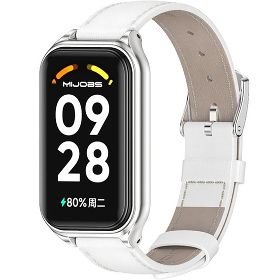 Pasek Skórzany do Xiaomi Redmi Smart Band 2 / Xiaomi Smart Mi Band 8 Active, Biały