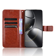 Etui z klapką do Xiaomi 14T Pro, Crazy Horse Wallet, brązowe