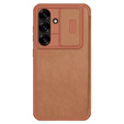 Etui z klapką NILLKIN do Samsung Galaxy A56 5G, CamShield Qin Pro, skórzane, brązowe
