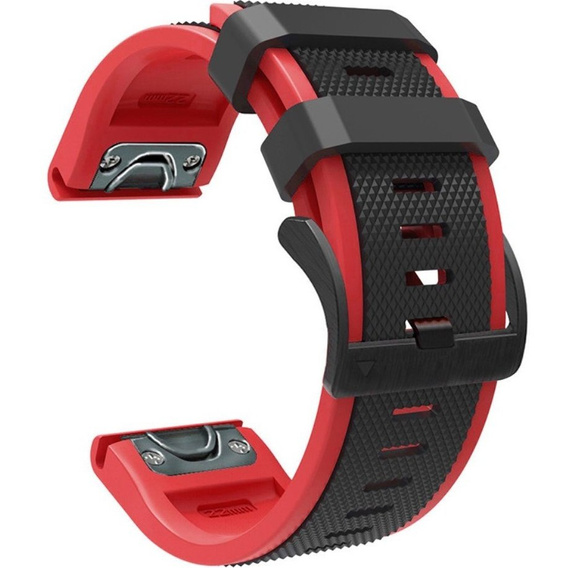 Pasek Silikonowy do Garmin Fenix 5X/6X/7X, Czarny / Czerwony