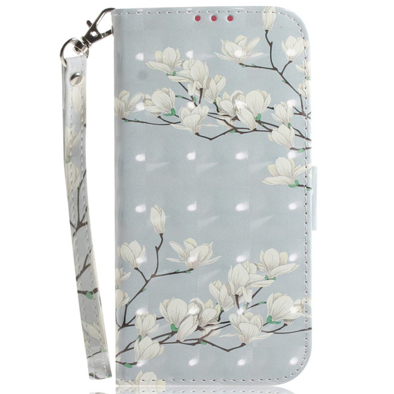 Etui z klapką do Oppo A17, Wallet, Magnolia Flowers szare