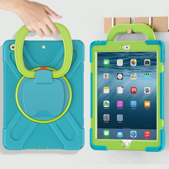 Etui dla dzieci do iPad 10.2" 2021/2020/2019 (9/8/7 gen.), Pancerne, dziecięce, Niebieskie / zielone