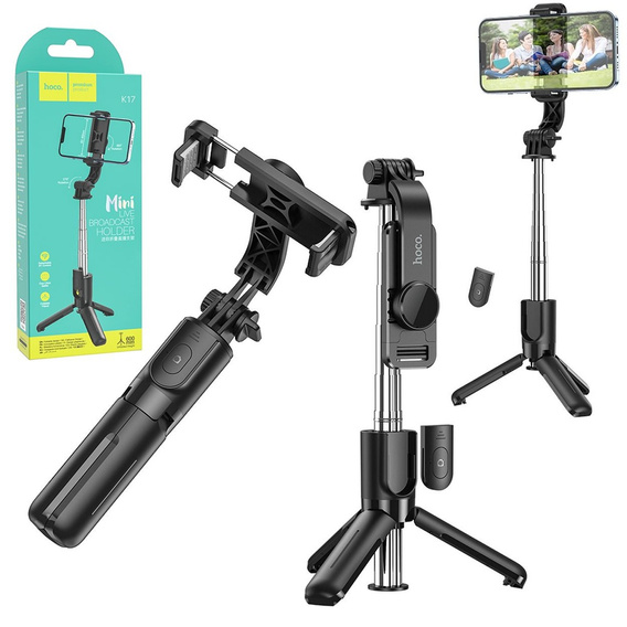 Selfie stick Hoco K17 tripod z pilotem Bluetooth - czarny