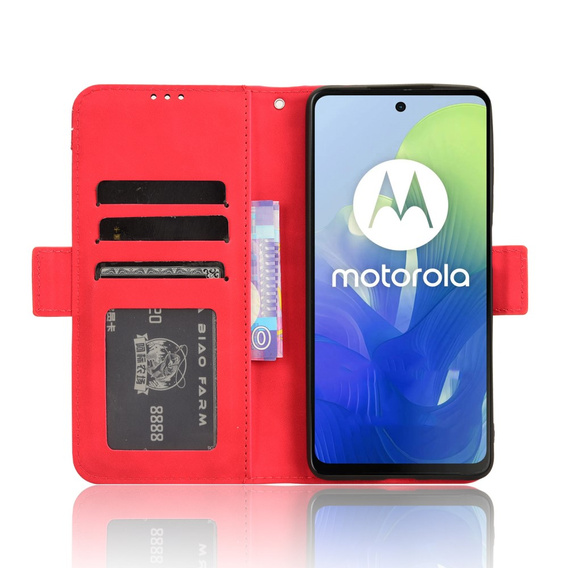 Etui z klapką do Motorola Moto E14, Card Slot, czerwone