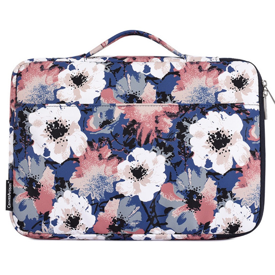 Etui na Laptopa 13" z Kwiatowym Wzorem i Uchwytem - Niebieskie