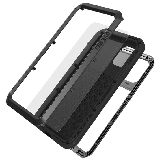 Etui Love Mei do iPhone 11, pancerne ze szkłem, czarne