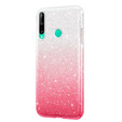 Etui do Huawei P40 Lite E, Glitter Case, Srebrne / Różowe