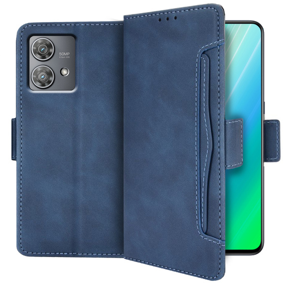 Etui z klapką do Motorola Edge 40 Neo, Card Slot, niebieskie