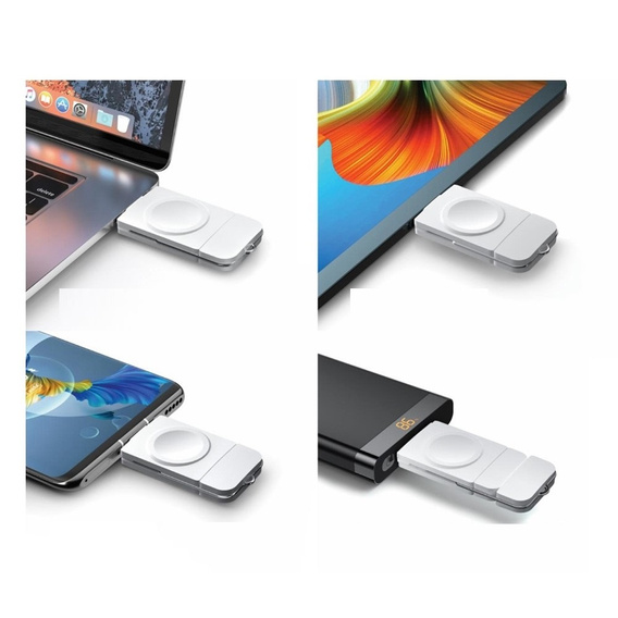 Ładowarka indukcyjna do Apple Watch 1/2/3/4/5/6/7/8/9/10/11/SE/Ultra 1/2/3, Biała