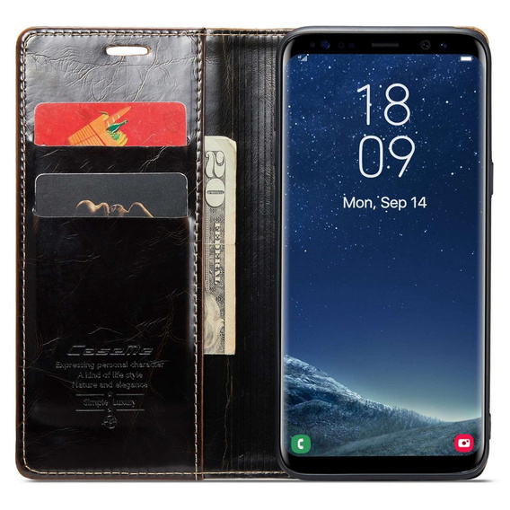 Etui z klapką CASEME do Samsung Galaxy S8+ Plus, Waxy Textured, kawowe