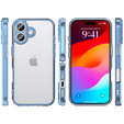 Etui do iPhone 17, z ochroną aparatu, przezroczyste z niebieską ramką