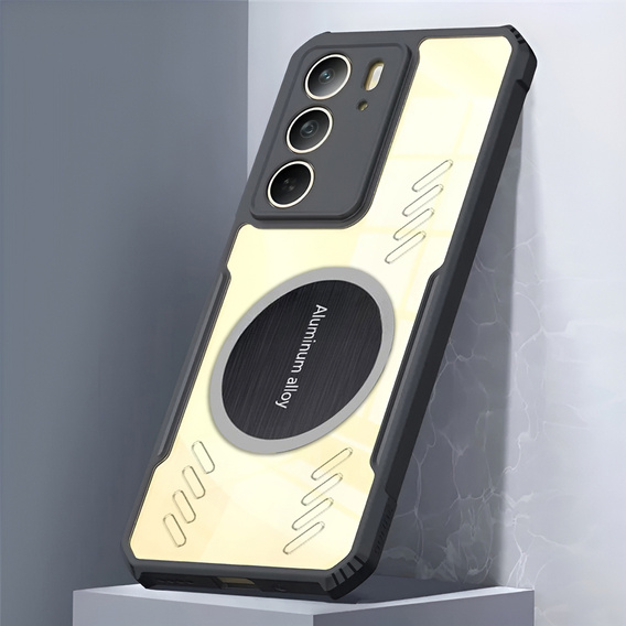 Etui do Realme 14X / Realme C75, z blaszką magnetyczne, przezroczyste / czarne