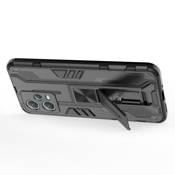 Etui do Xiaomi Redmi Note 12 5G / POCO X5 5G, pancerne z podstawką i ochroną aparatu, czarne