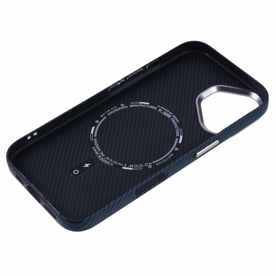 Etui do iPhone 16, Carbon Fiber MagSafe, czarne / niebieskie