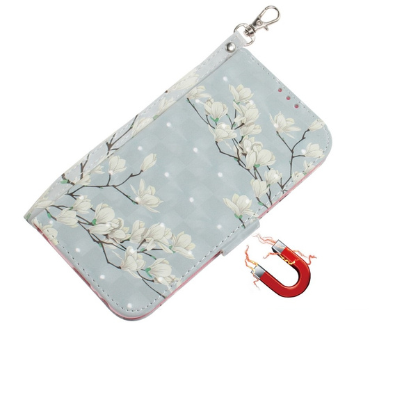 Etui z klapką do Motorola Edge 50 Pro, Wallet, Magnolia Flowers szare