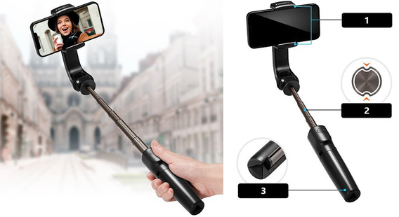 SPIGEN S610W Gimbal Wireless Selfie Sitck, Black