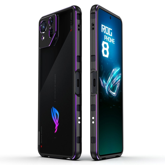 Etui do ASUS ROG Phone 8 Pro, Armor Bumper, z osłoną obiektywu, czarne / fioletowe