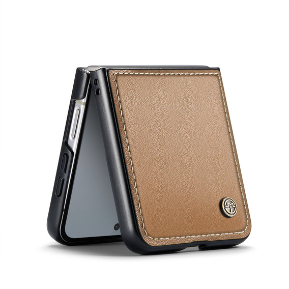 Etui do Samsung Galaxy Z Flip7, CASEME Litchi Leather, brązowe