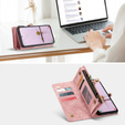 Etui CASEME do Samsung Galaxy A56 5G, Retro Leather Wallet, z paskiem, różowe