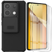 Etui do Xiaomi Redmi Note 13 Pro 5G / Poco X6 5G, pancerne Nillkin, CamShield Pro, czarne + 2x Szkło hartowane