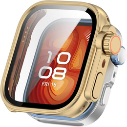 2w1 Etui + Szkło Hartowane do Huawei Watch Fit 4 Pro, Złote/Pomarańczowe