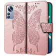 Etui z klapką do Xiaomi 12 Pro, Butterfly, różowe rose gold