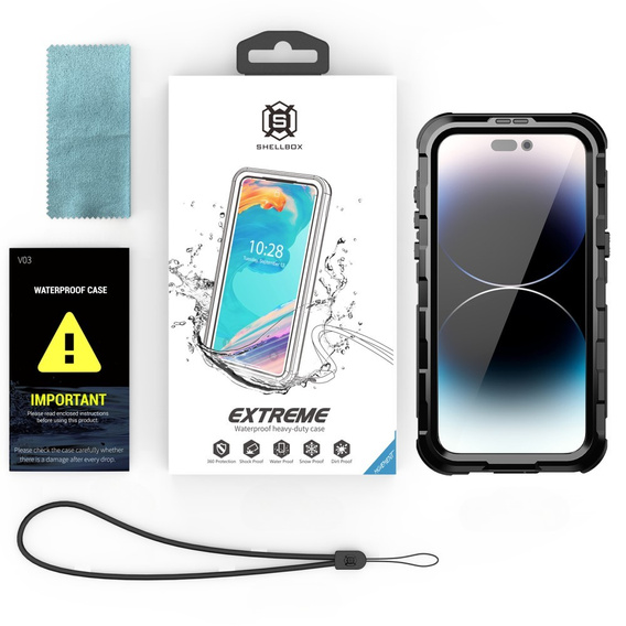 Etui Wodoodporne IP68 do iPhone 15 Pro Max, SHELLBOX MagSafe, czarne