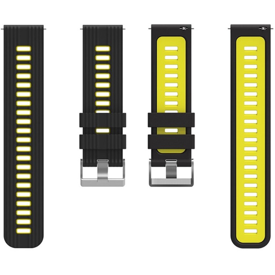 Pasek Silikonowy Uniwersalny 22mm, Czarny / Żółty