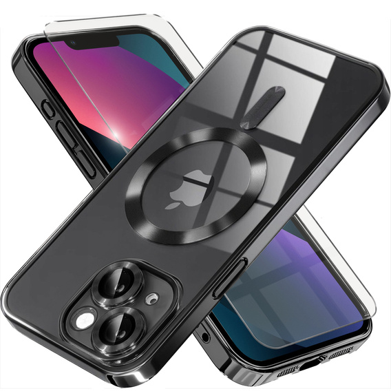 Etui do iPhone 13, Electro MagSafe, czarne + Szkło na ekran