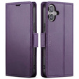 Etui do iPhone 17, ERBORD Glossy Litchi, portfel z klapką, fioletowe