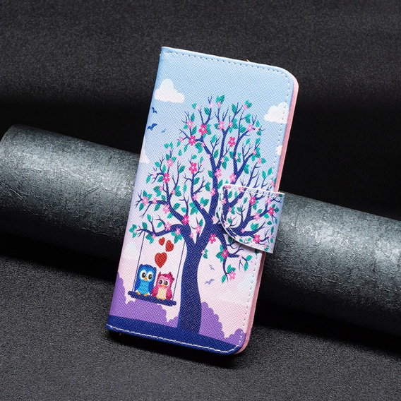 Etui z klapką do Samsung Galaxy A15, Wallet, two owls + szkło 9H