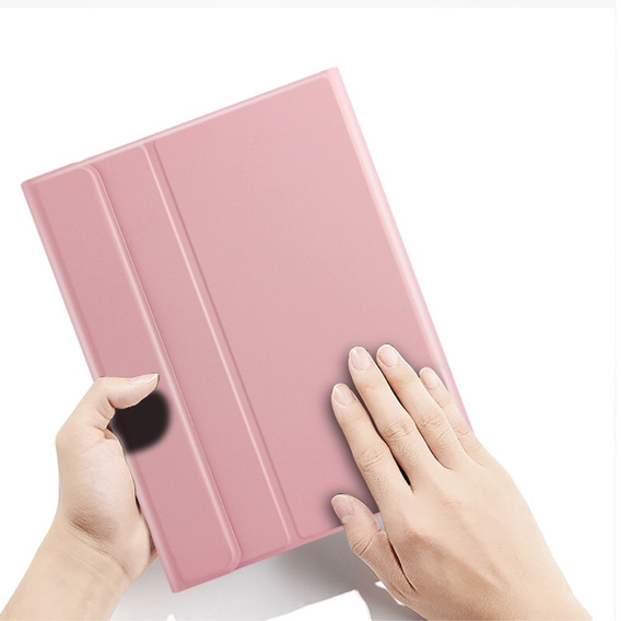 Etui z klawiaturą do iPad 10.2" 2021/2020/2019 (9/8/7 gen.), Keyboard Cover Pen Slot, różowe rose gold