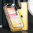 Etui do iPhone 12, Magnetic Dual Glass, złote