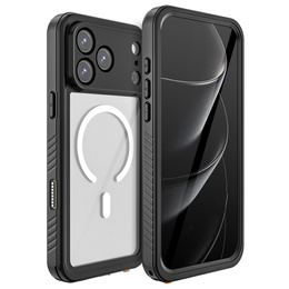 Etui Wodoodporne IP68 do iPhone 17 Pro Max, Redpepper, do MagSafe, przezroczyste z czarną ramką