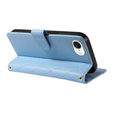 Etui z klapką do iPhone 16E, Rhombus Crossbody Leather, niebieskie