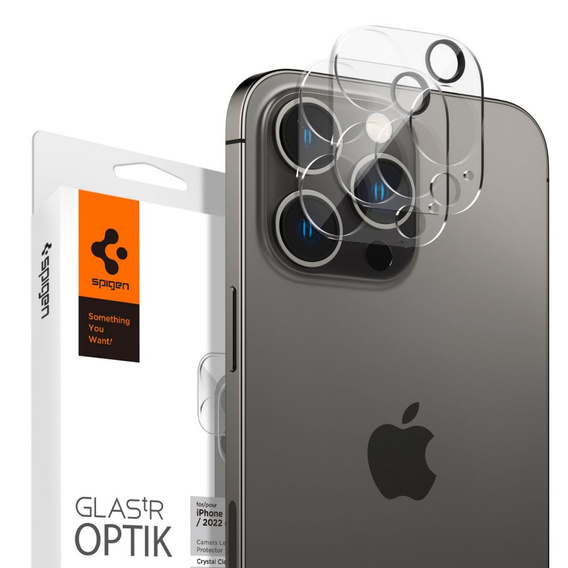 2x Spigen OPTIK.TR, Szkło Hartowane na Aparat do iPhone 14 Pro / 14 Pro Max, Crystal Clear