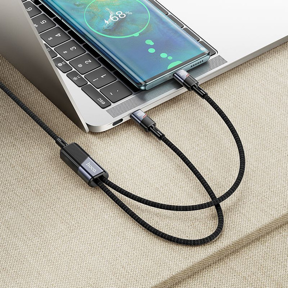 Kabel 2w1 USB-C do USB-C + Lightning Hoco U139 5A 100W 1,2 m – Czarny